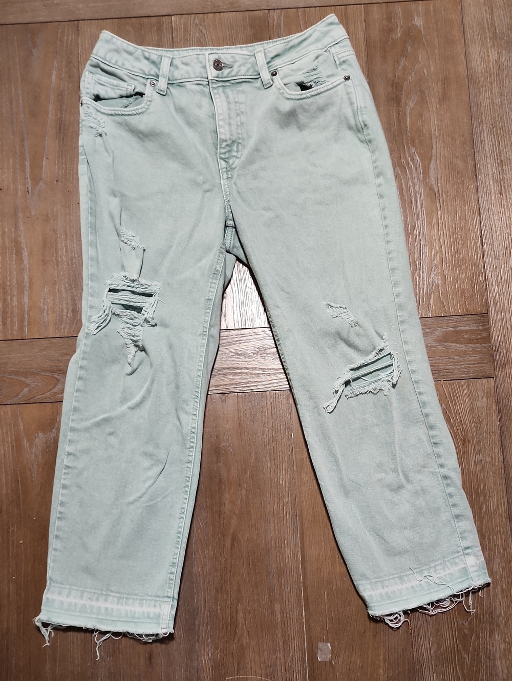 Maurices Light Mint Distressed Boyfriend Jeans